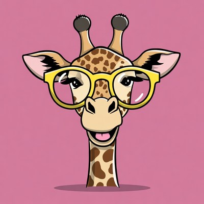 Giraffe wearing yellow glasses