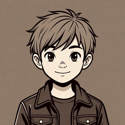 Anime boy in leather jacket