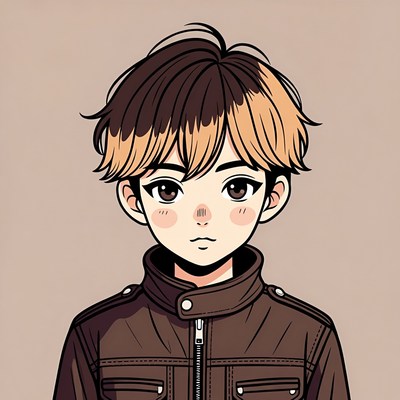 Anime boy in leather jacket