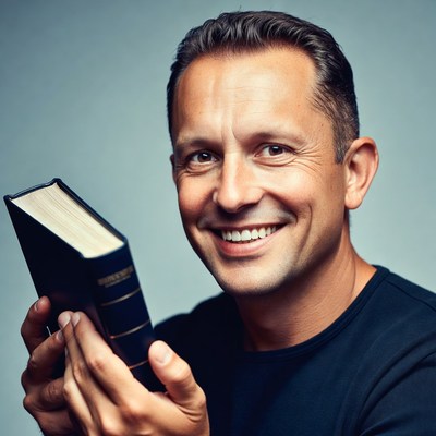 Smiling man holding Bible