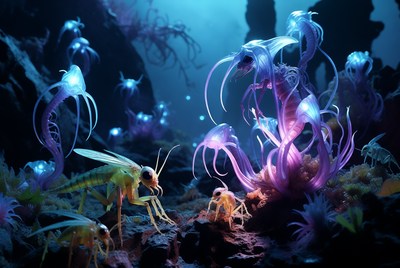 Glowing Alien Insects and Plants