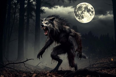Howling Werewolf in Moonlit Forest