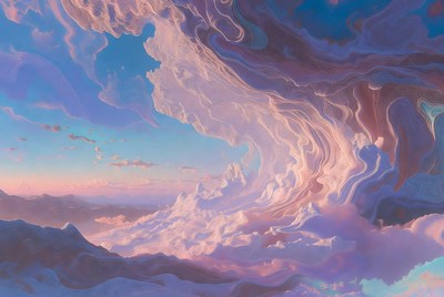 Swirling Clouds Over Mountains