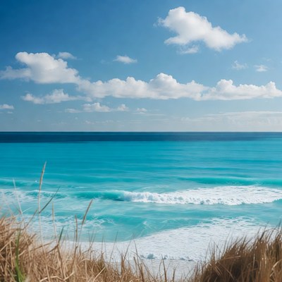 Turquoise Ocean Waves and Seagrass