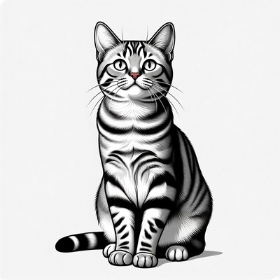 Striped tabby cat sitting