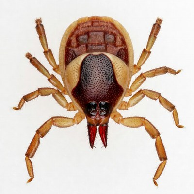 Brown Dog Tick on White Background