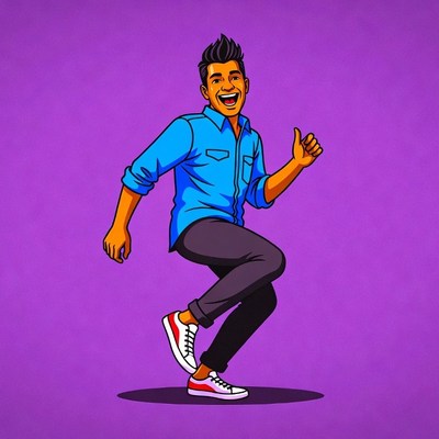 Cartoon Asian man giving thumbs up