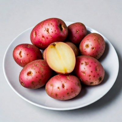 Red Potatoes on White Plate