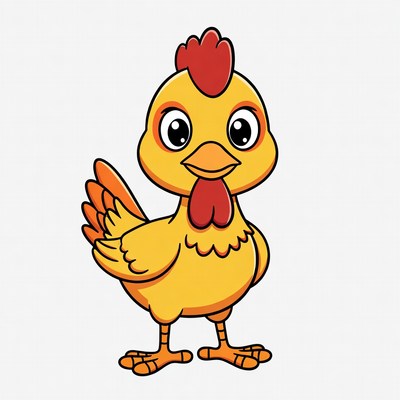Cute yellow cartoon chick