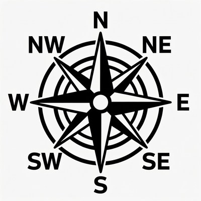 Black Compass Rose Illustration