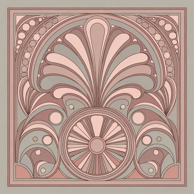 Art Nouveau Pink Fan Design