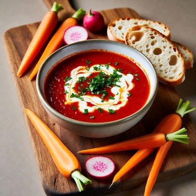 Tomato Soup with Carrots and Bread