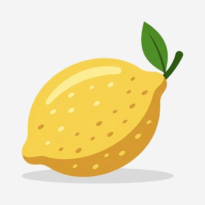 Yellow lemon with green leaf