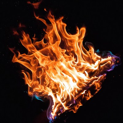Vibrant flames on black background