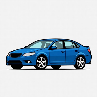 Blue Sedan Car Illustration