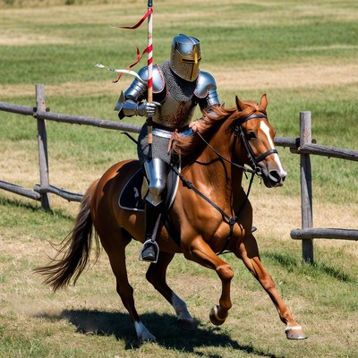 Knight in shining armor on horse