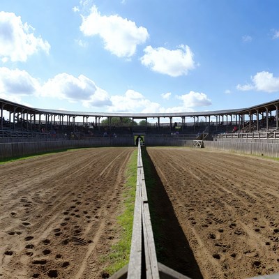 Empty Horse Arena with Grandstands