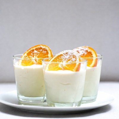 Three Orange Cream Desserts in Glasses