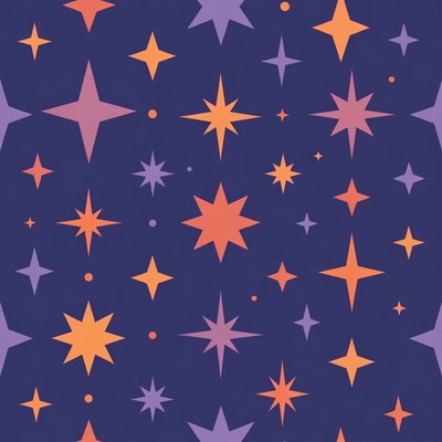 Colorful Stars on Dark Blue Background