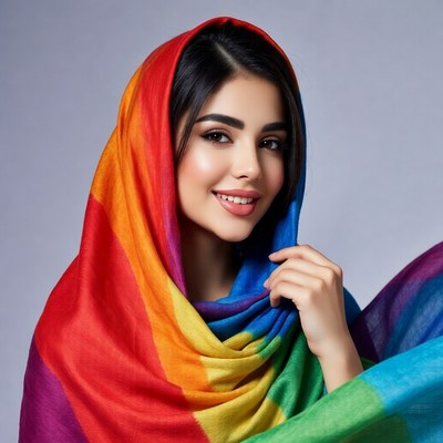 Woman in rainbow hijab