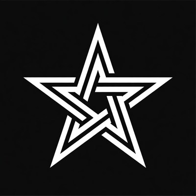 White Interwoven Star on Black
