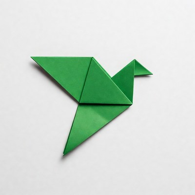 Green origami crane