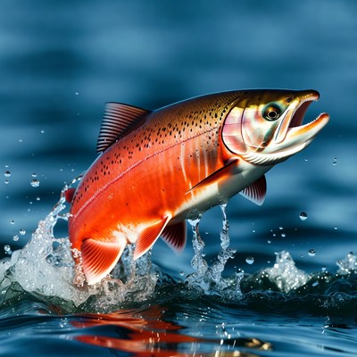 Rainbow Trout Jumping from Water