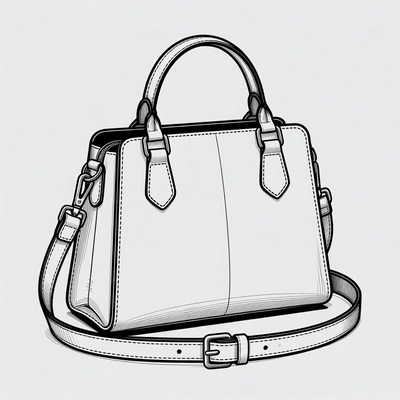 Line Drawing Handbag with Strap