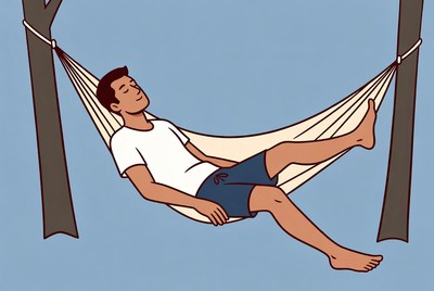 Man relaxing in hammock