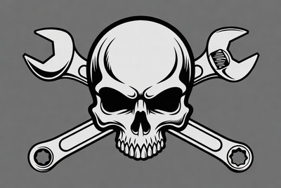 Skull with Crossed Wrenches