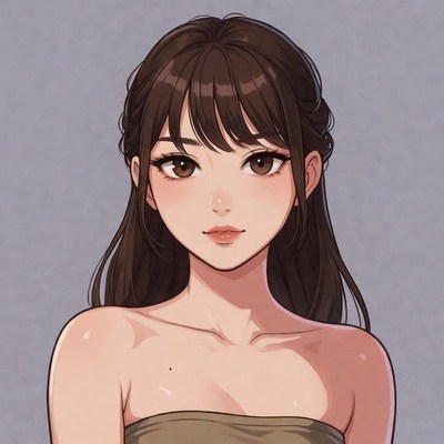 Anime girl with long brown hair