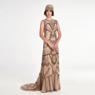 Girl in Beaded 1920s Flapper Dress