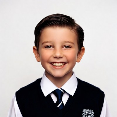 Smiling boy in school uniform