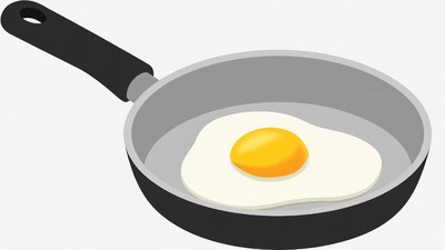 Fried egg in frying pan