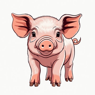 Cute cartoon pink pig