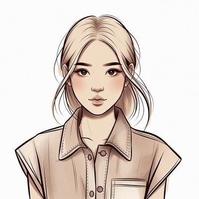 Asian woman in beige off-shoulder top