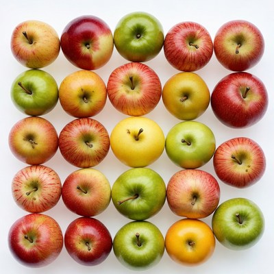 Colorful Apples Arranged in Grid