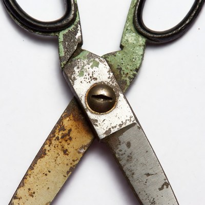 Rusty vintage green scissors