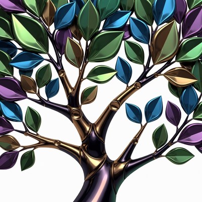 Colorful Metallic Leaves Tree