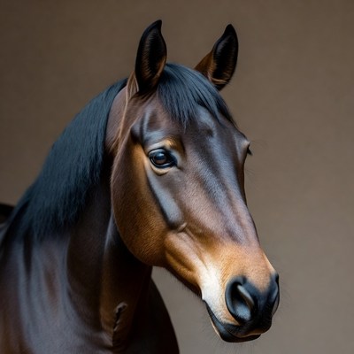 Brown horse close-up portrait