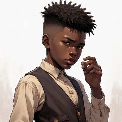 African-American boy in vest