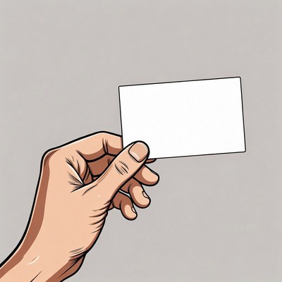 Hand holding blank card
