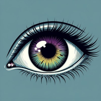 Colorful Eye Illustration with Long Lashes