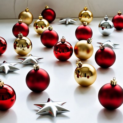 Christmas Ornaments on White Background