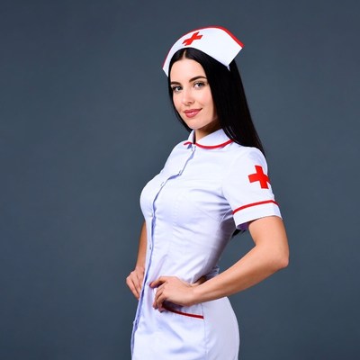 Woman in nurse uniform posing