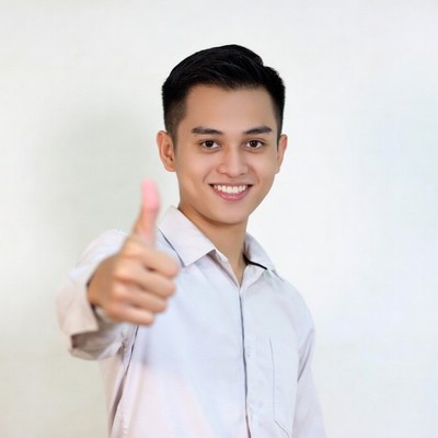 Asian man giving thumbs up