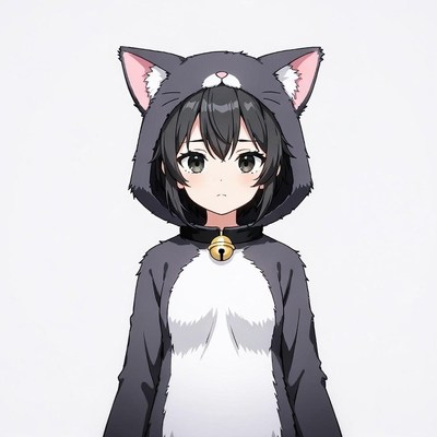 Anime girl in cat hoodie