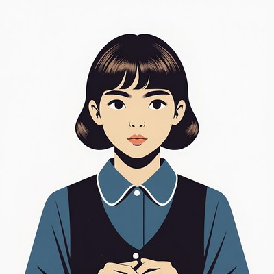 Asian girl in school uniform illustration