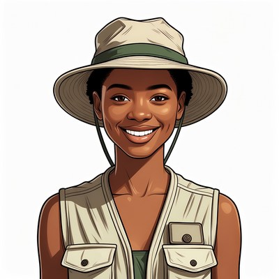 African-American woman in safari hat