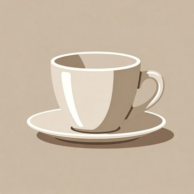 White Teacup on Saucer